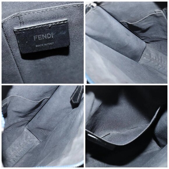 FENDI Zucca Canvas Shoulder Bag PVC Blue Silver Auth bs28711 - Picture 15 of 16